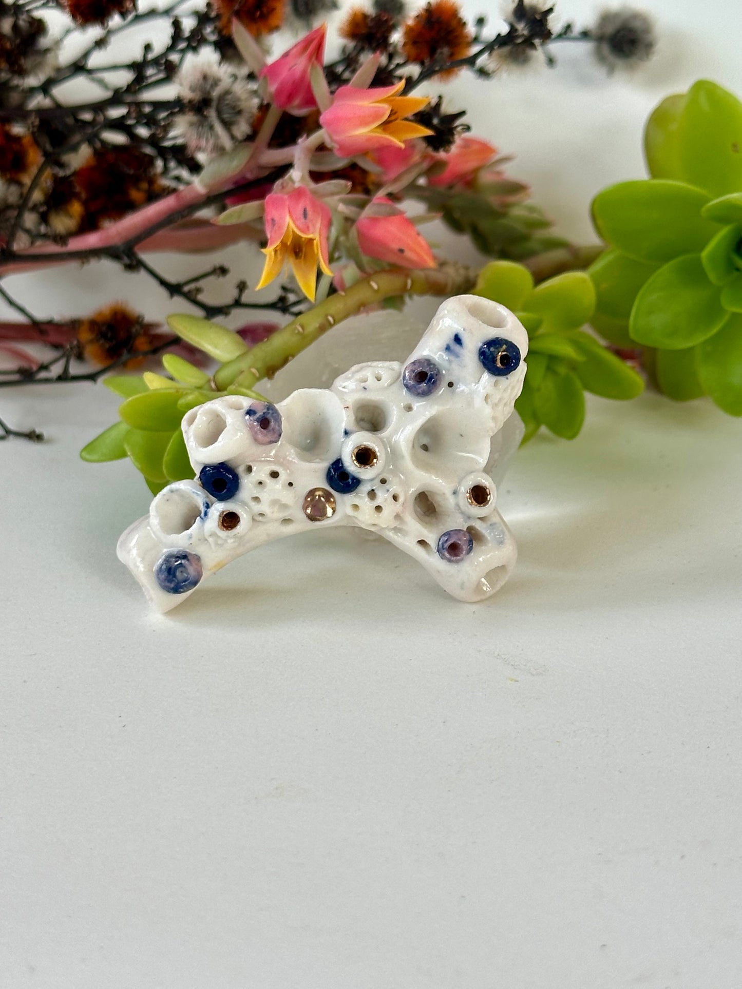 ‘Coral’ Hand Textured Porcelain Brooch