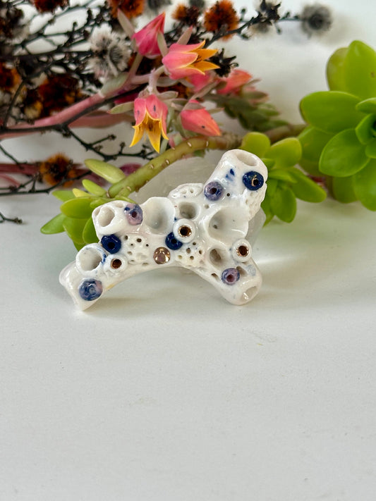 ‘Coral’ Hand Textured Porcelain Brooch