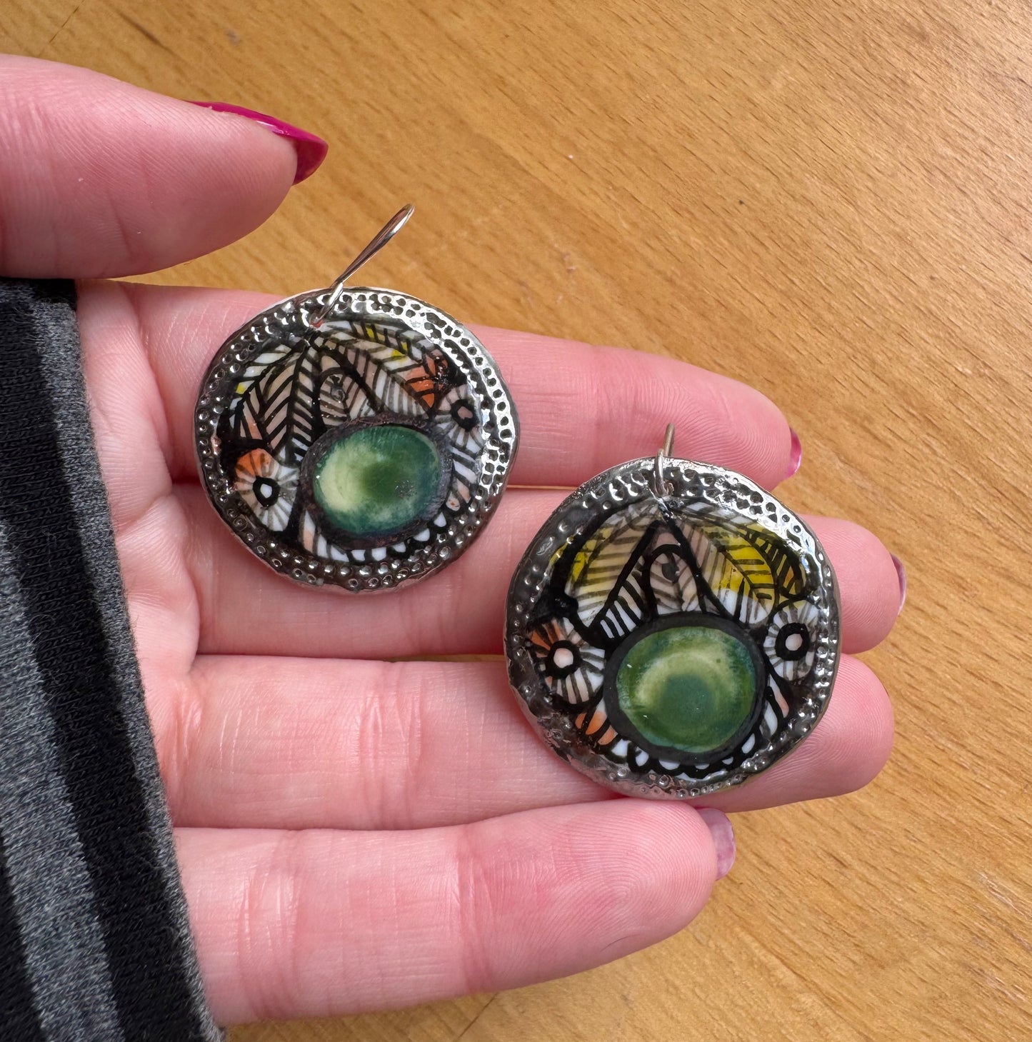 Detailed Silver Lustre Earrings
