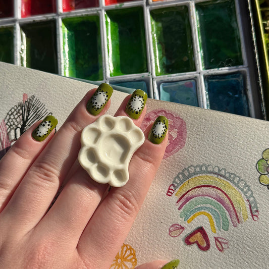 Crescent Paint Palette Porcelain Ring size J