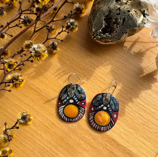 Colourful Hand Painted Porcelain Earrings