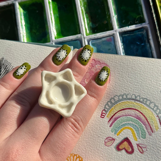 Star Paint Palette Porcelain Ring size L