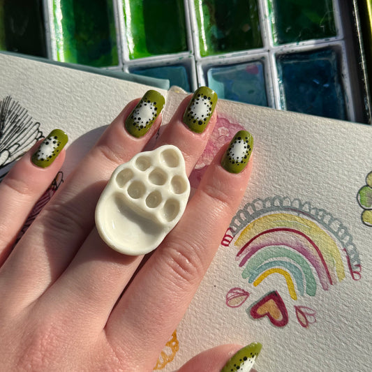 Tear Drop Paint Palette Porcelain Ring size K