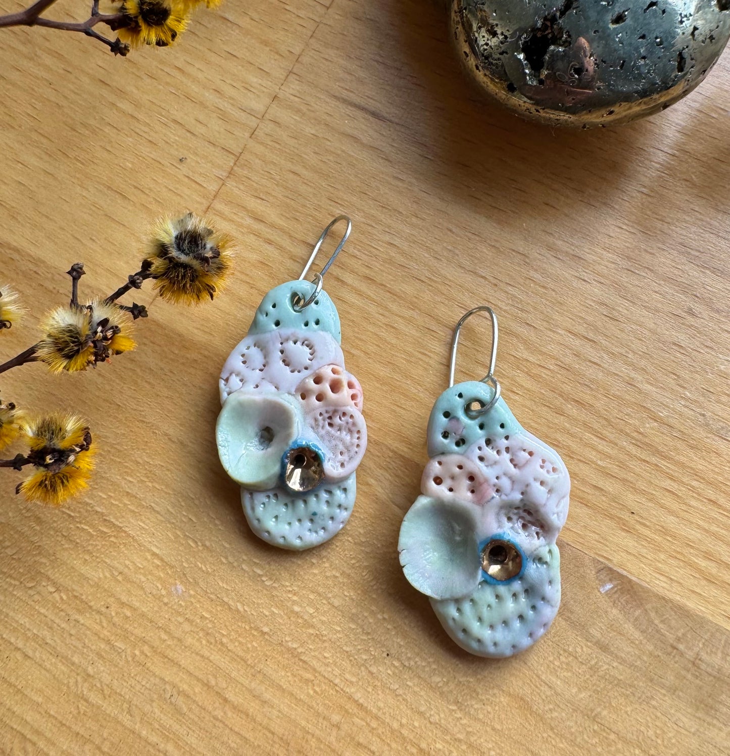 ‘Rock Coral’ Pastel Porcelain Earrings