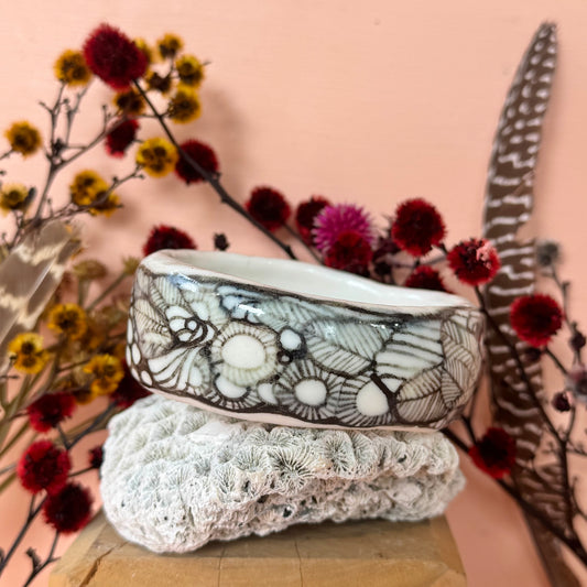 Hand Painted Sepia Porcelain Bangle