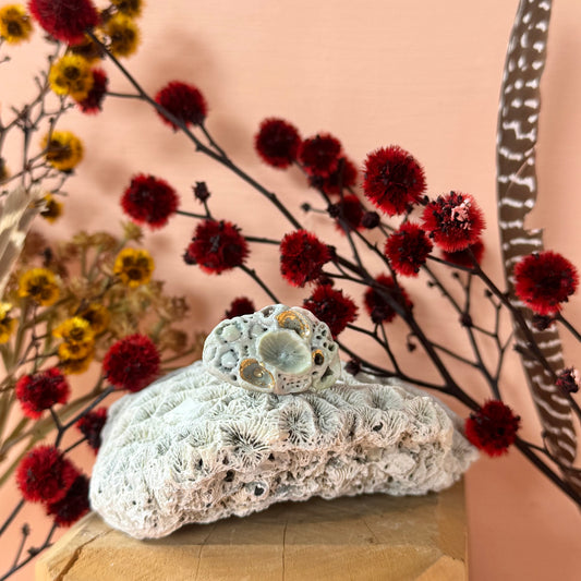 Hand Crafted Rock Coral Ring size M