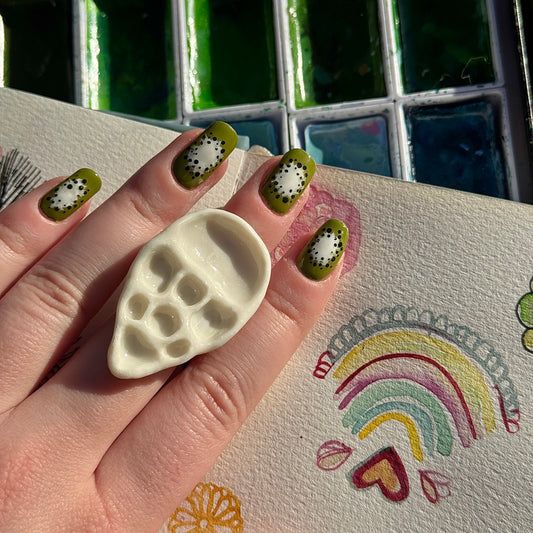 Tear Drop Paint Palette Porcelain Ring size M