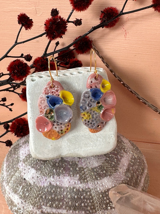 ‘Rock Coral’ coloured porcelain earrings