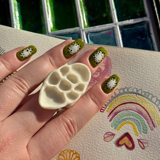 Oval Drop Paint Palette Porcelain Ring size N