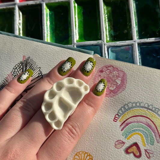 Crescent Paint Palette Porcelain Ring size M