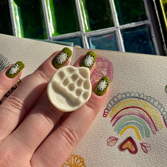 Tear Drop Paint Palette Porcelain Ring size G