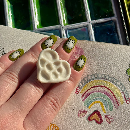 Heart Paint Palette Porcelain Ring size I