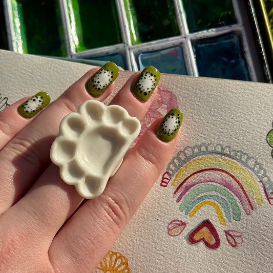 Crescent Paint Palette Porcelain Ring size K