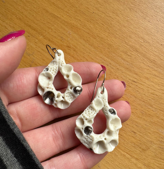‘Rock Coral’ White Porcelain Earrings