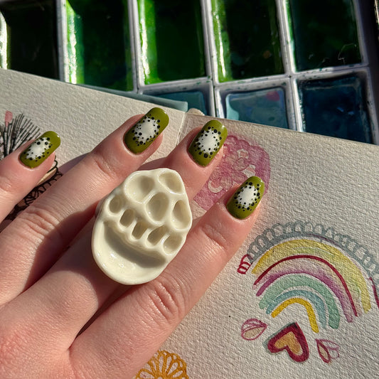 Tear Drop Paint Palette Porcelain Ring size J