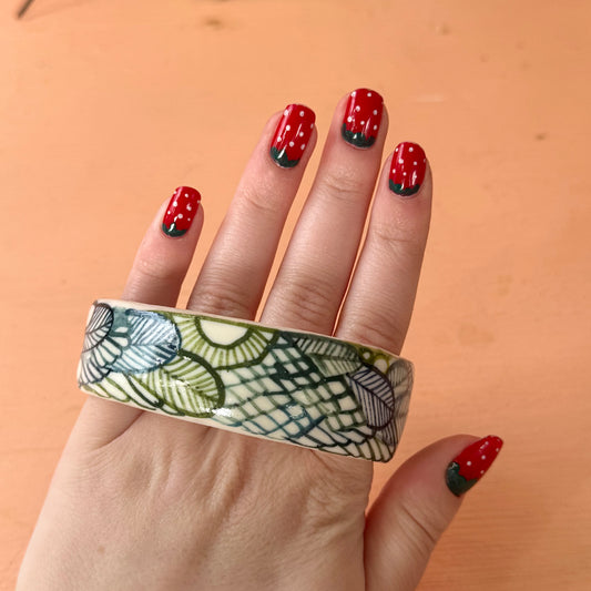 Hand Painted  ‘Seafoam’ Porcelain Bangle