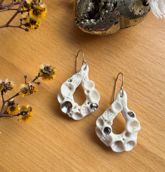 ‘Rock Coral’ White Porcelain Earrings