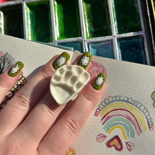 Crescent Paint Palette Porcelain Ring size J