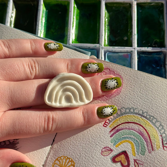 Rainbow Paint Palette Porcelain Ring size K