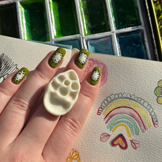 Tear Drop Paint Palette Porcelain Ring size J