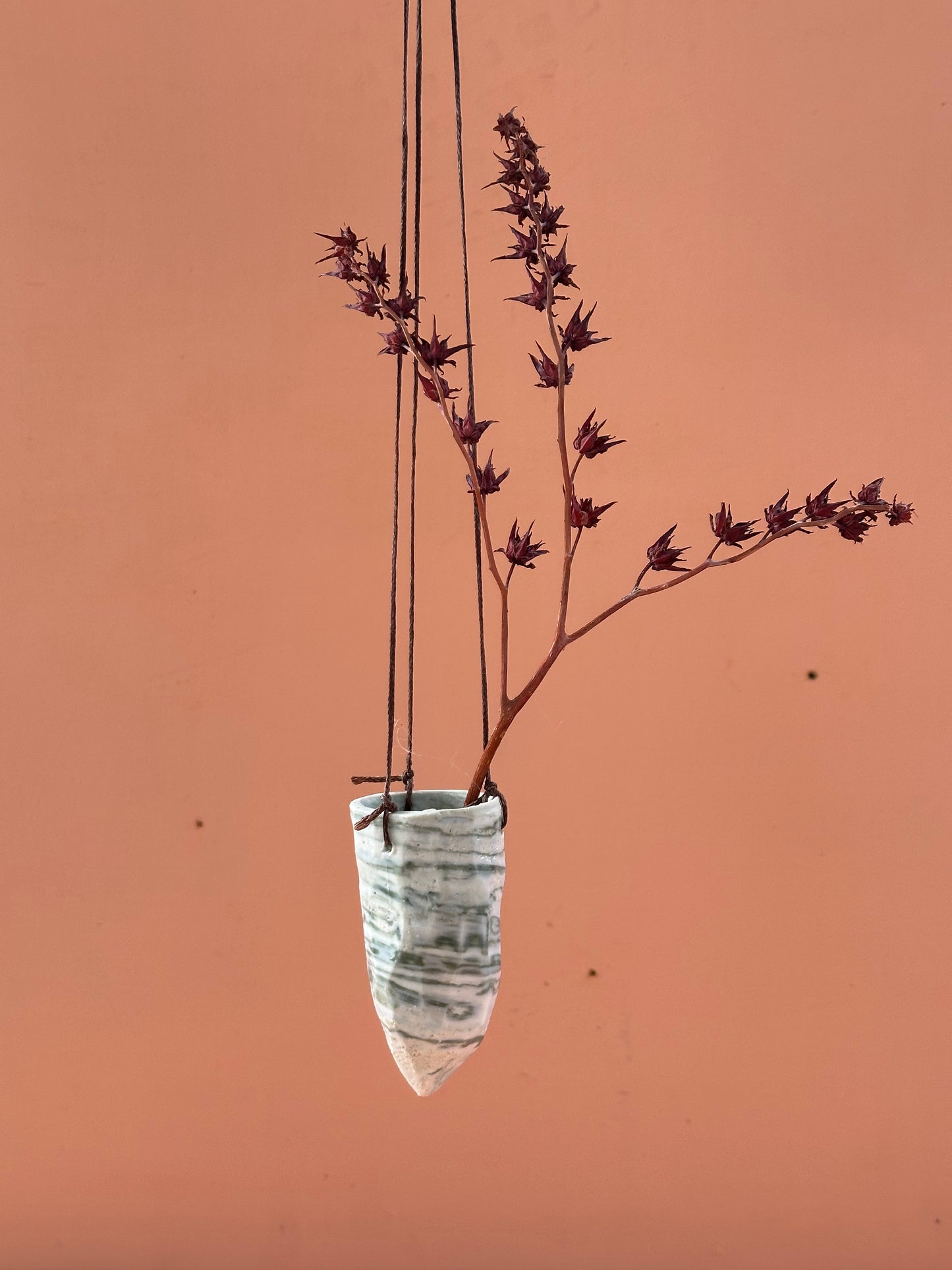 Porcelain/ mixed clay hanging pod Vase