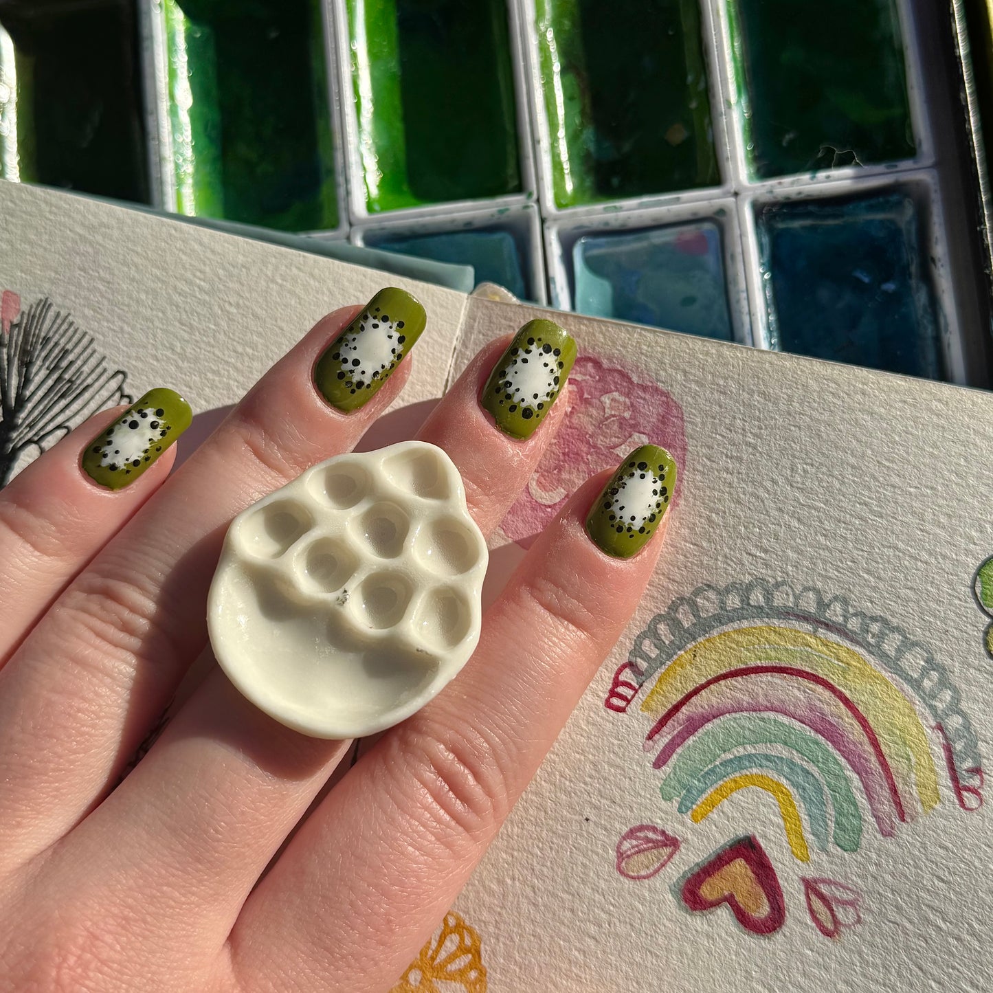 Tear Drop Paint Palette Porcelain Ring size K