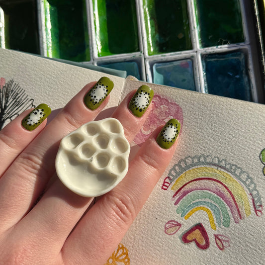 Tear Drop Paint Palette Porcelain Ring size K