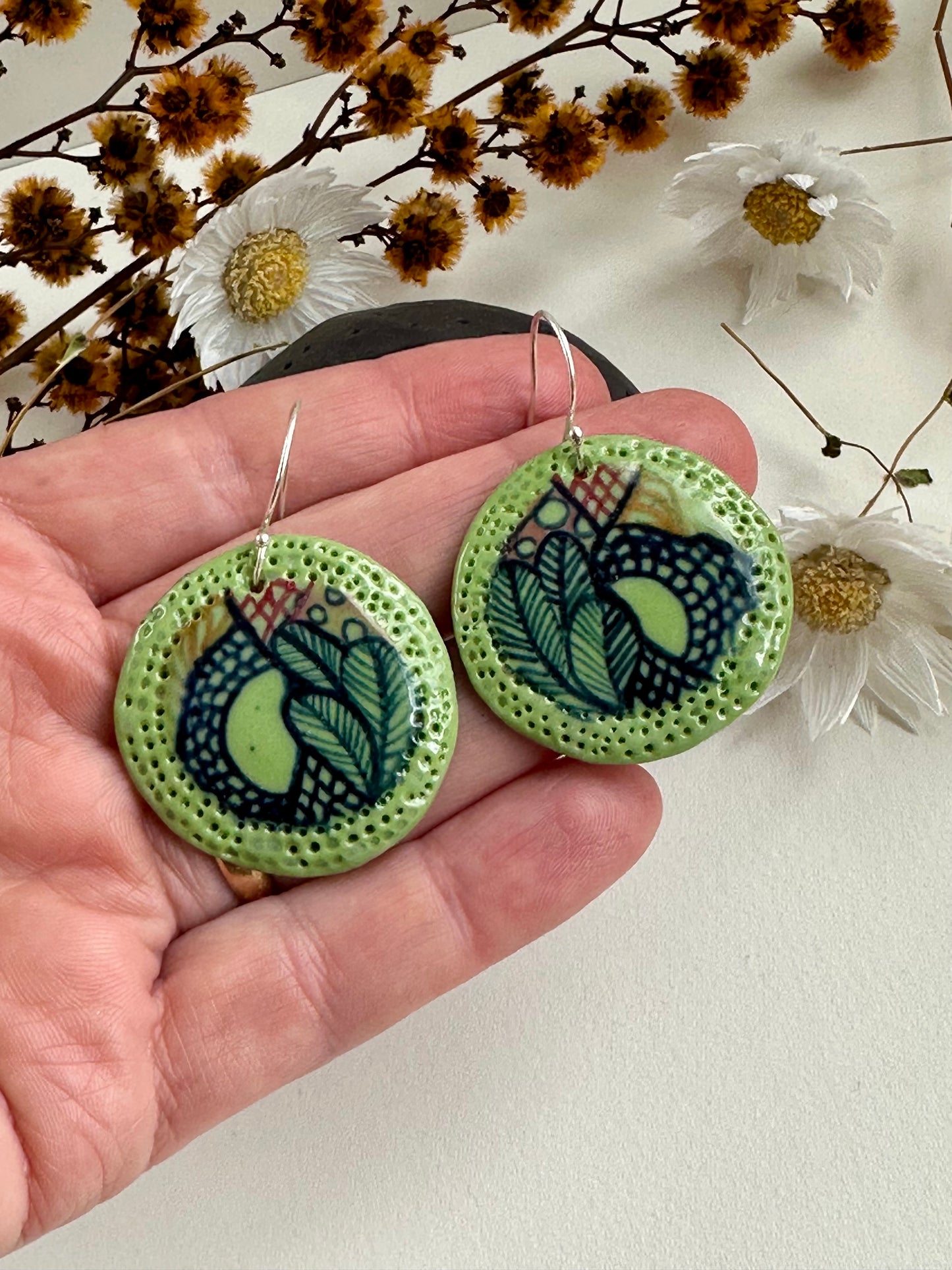 Hand Painted ‘seafoam’ Porcelain Earrings