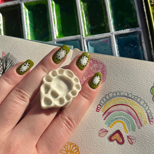 Tear Drop Paint Palette Porcelain Ring size N