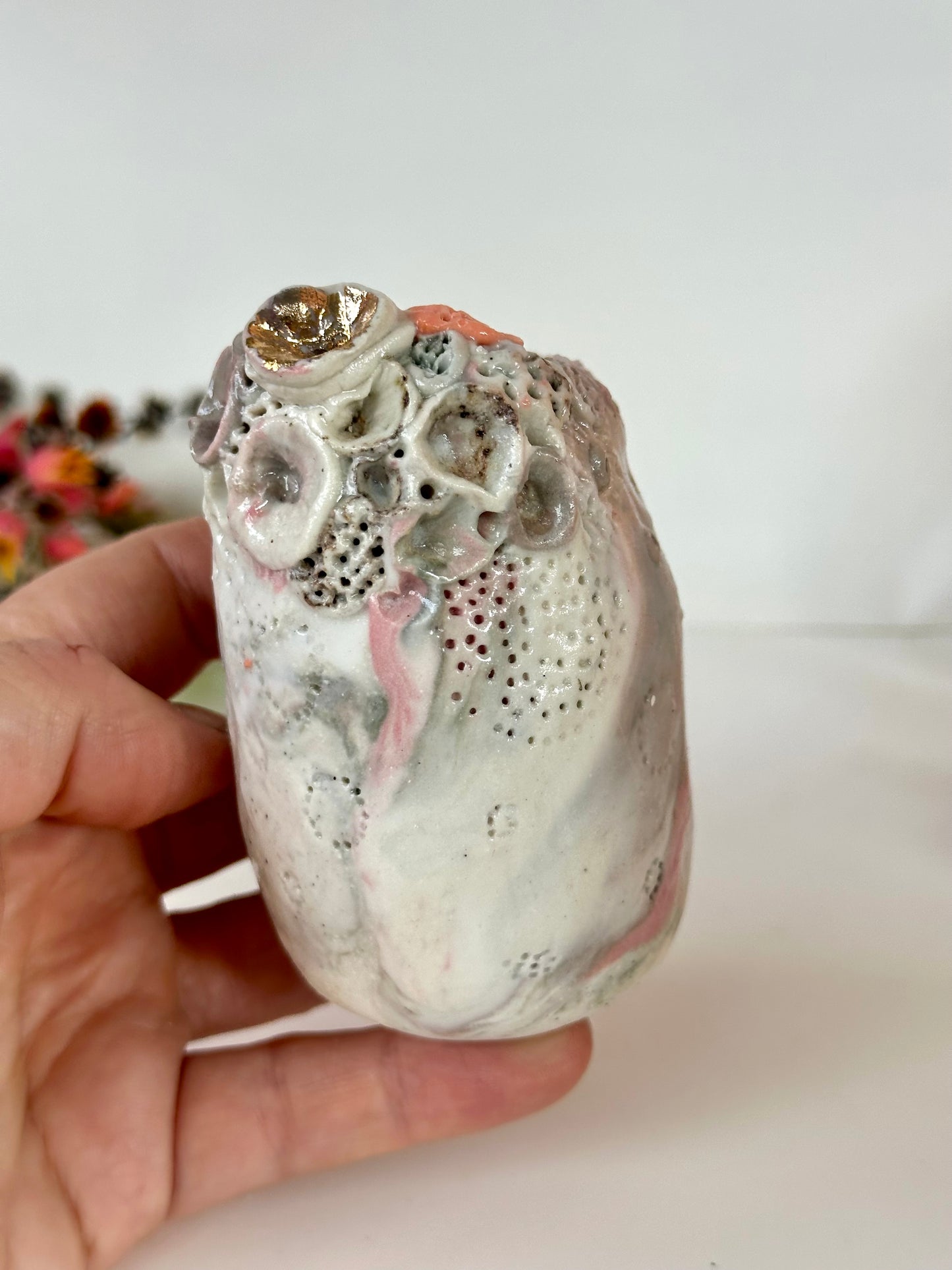 Hand Textured ‘Coral’ Coloured Porcelain Vase