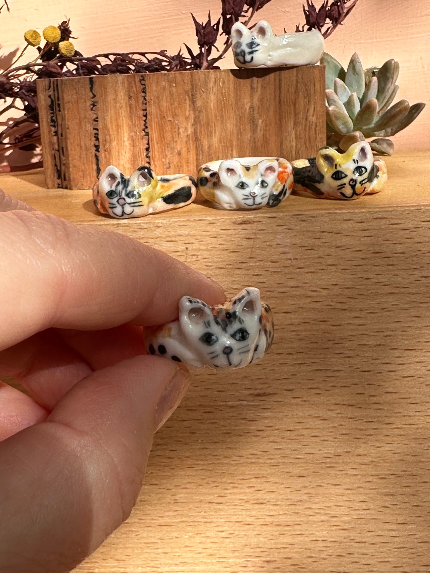 Hand made porcelain ‘cat’ ring, choose a size