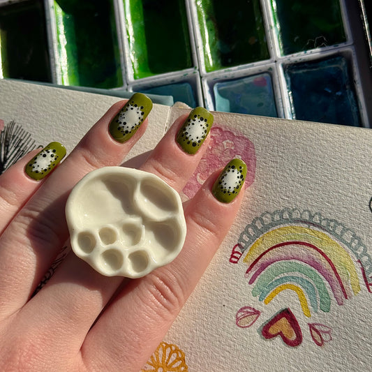 Circular Paint Palette Porcelain Ring size N