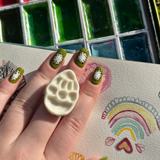 Tear Drop Paint Palette Porcelain Ring size M