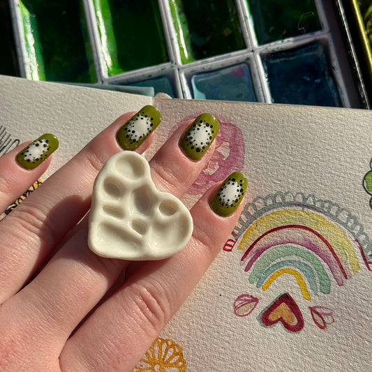 Heart Paint Palette Porcelain Ring size J