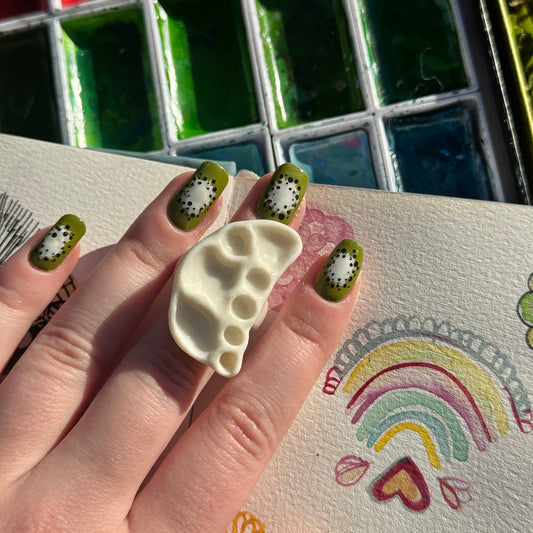 Crescent Paint Palette Porcelain Ring size G