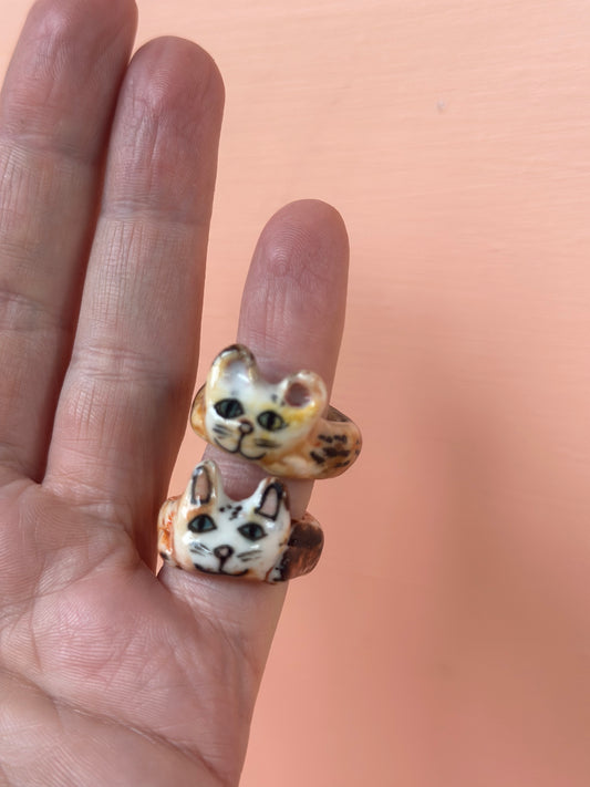 for Kira : Porcelain ‘cat’ Rings x 2