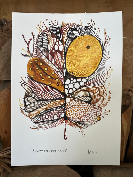 Feather, red ochre series (A5)