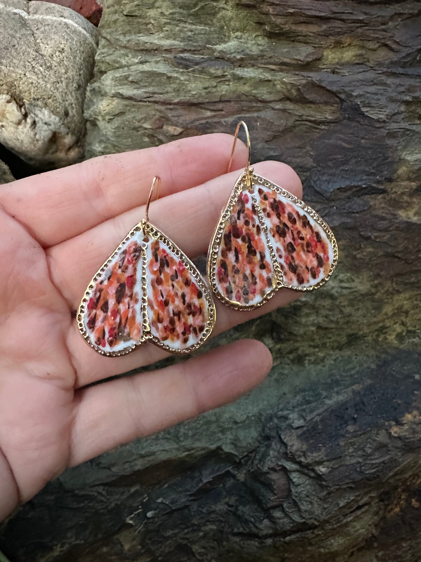‘Wings’ Porcelain Earrings with hand painted design