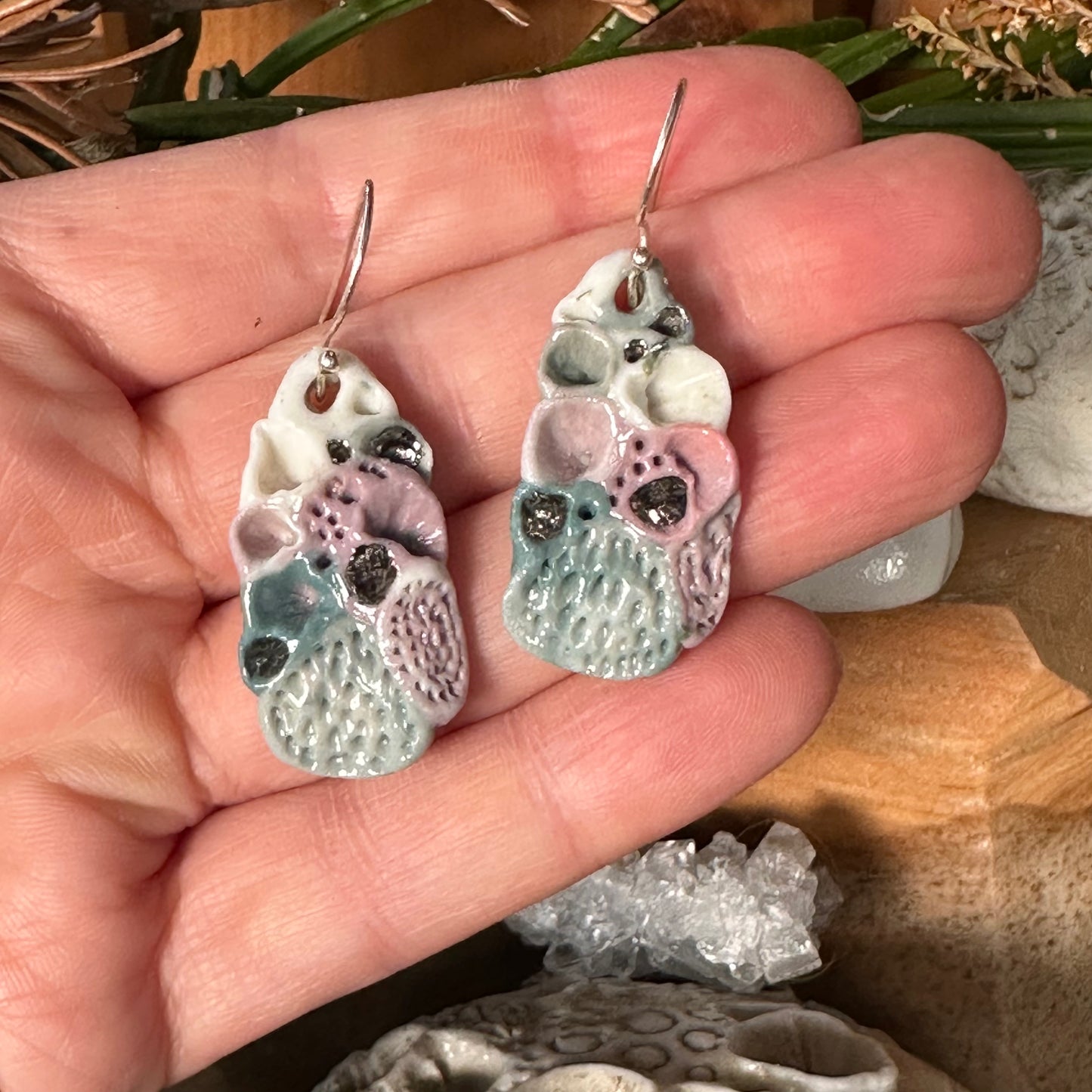 Hand Made Porcelain ‘Rock Coral’ earrings
