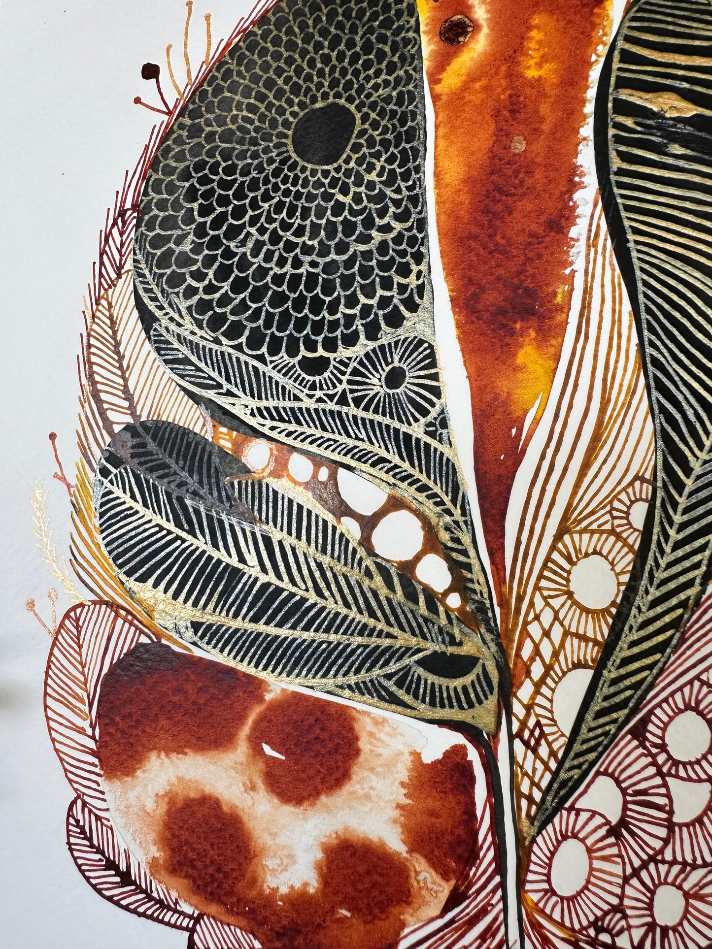 Feather, red ochre series (A4)