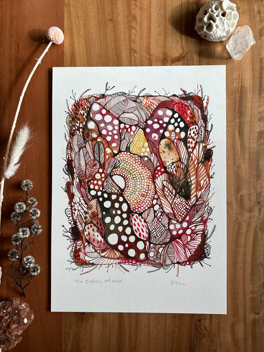 ‘The shallows, red ochre’ giclee print in A3, A4 or a5
