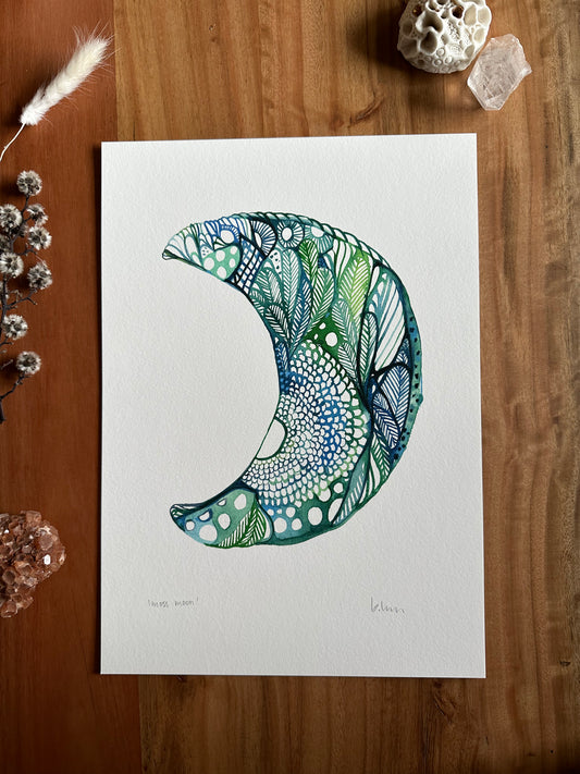‘Moss moon’ giclee print in A3, A4 or a5