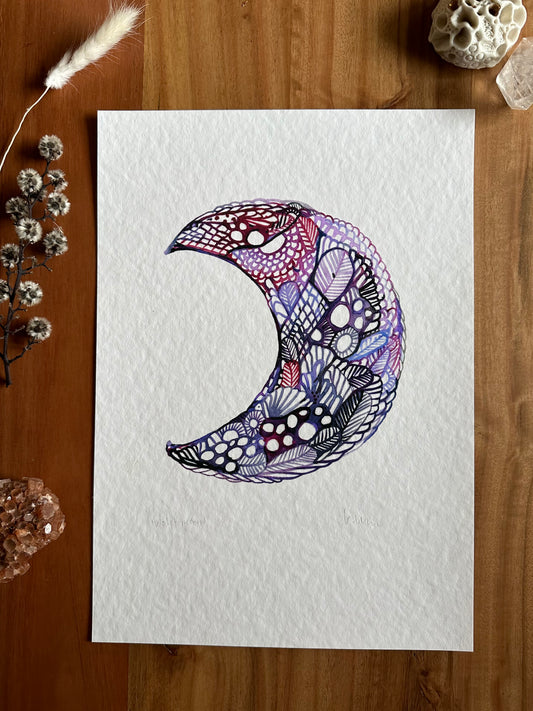 ‘Violet moon’ giclee print in A3, A4 or a5