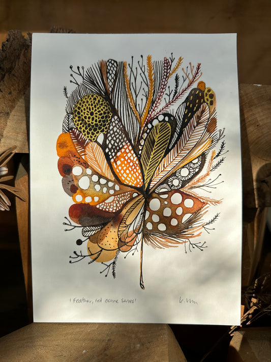 Feather, red ochre series (A5)