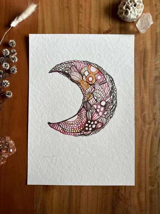 ‘Sunset moon’ giclee print in A3, A4 or a5