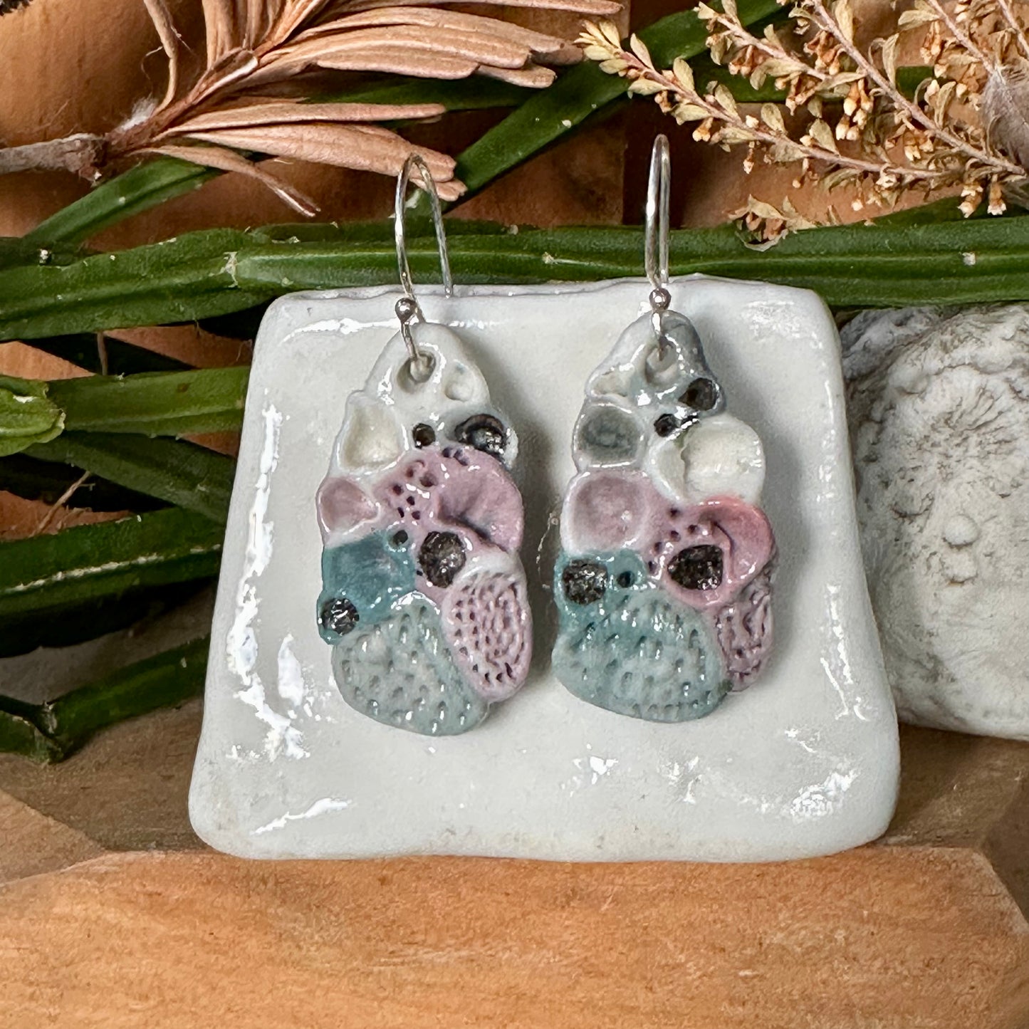 Hand Made Porcelain ‘Rock Coral’ earrings
