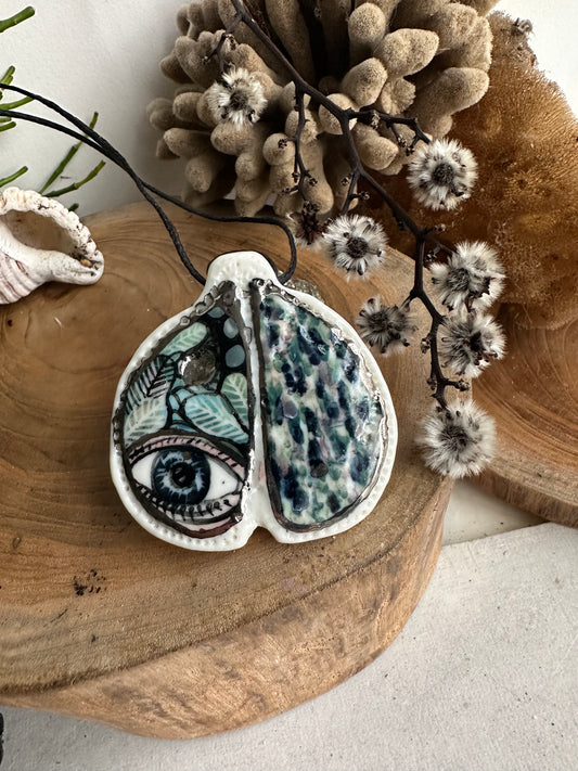 Hand Painted ‘Wings- Protective Eye’ Pendant