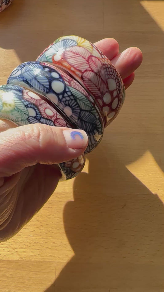 One hand painted  ‘Seafoam’ porcelain bangle