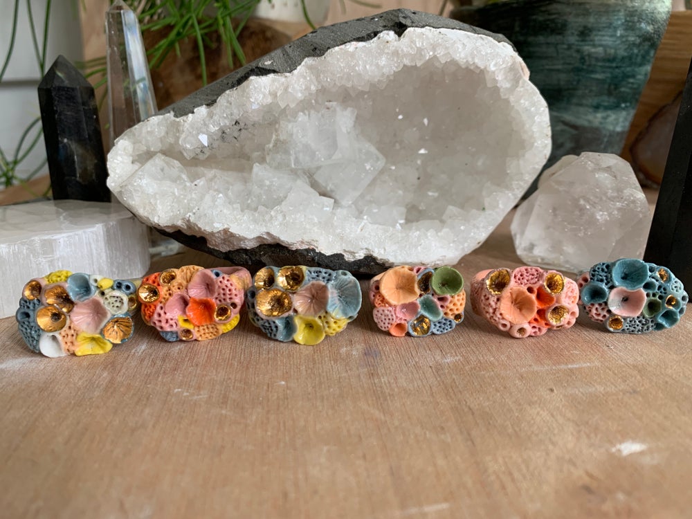 Multi coloured porcelain ‘rock coral’ ring