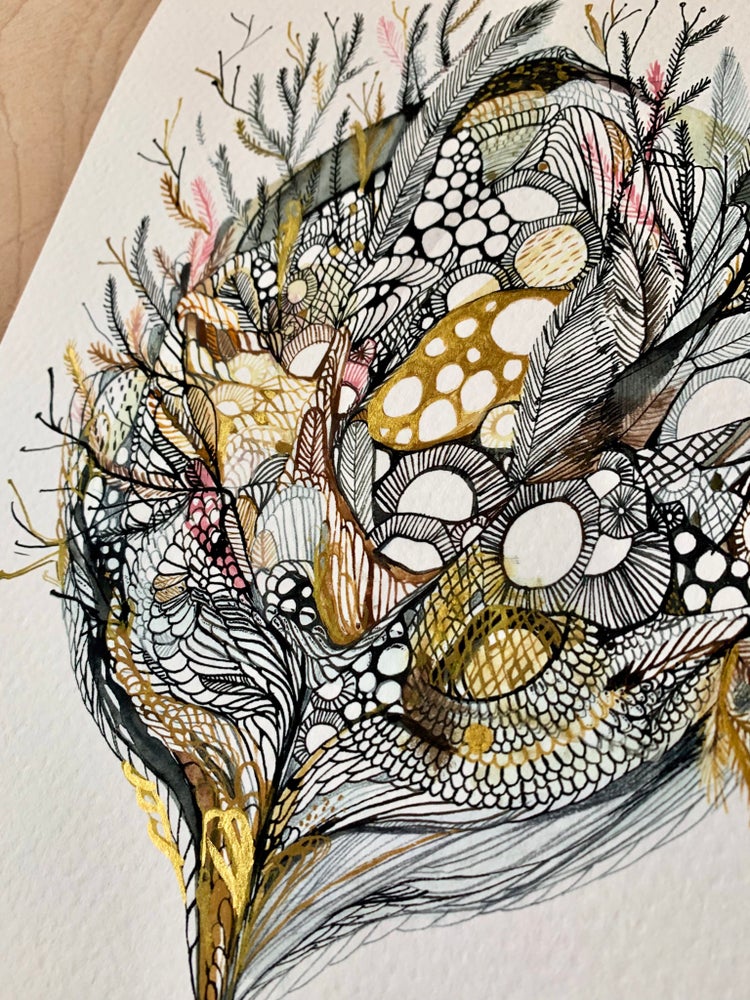 ‘Bloom’ giclee print with hand applied gold ink details